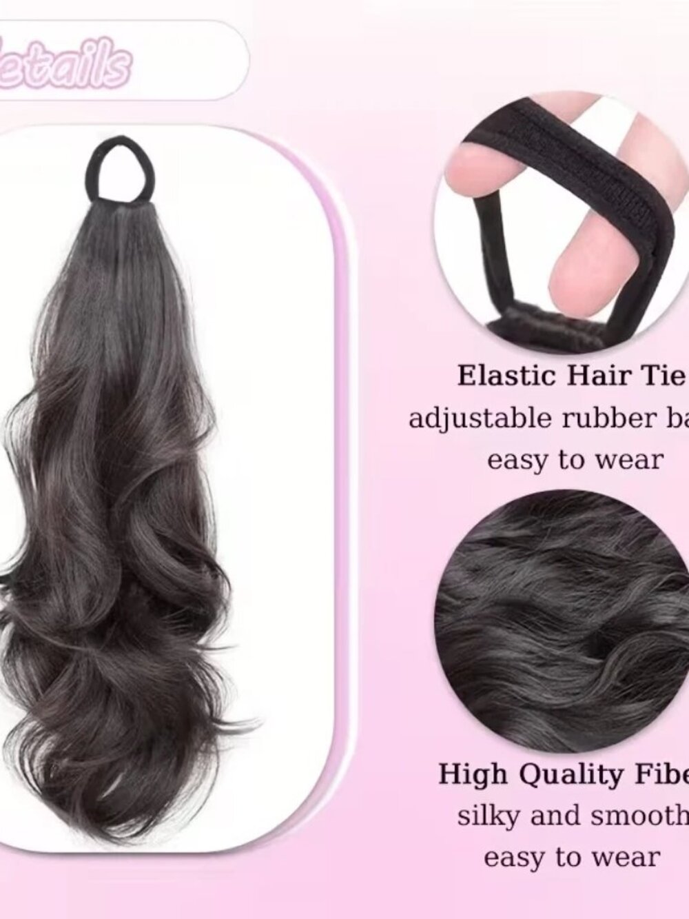 Wavy Ponytail Hair Extension Synthetic Soft Wavy Ponytail with Elastic Unbranded - Picture 8 of 11